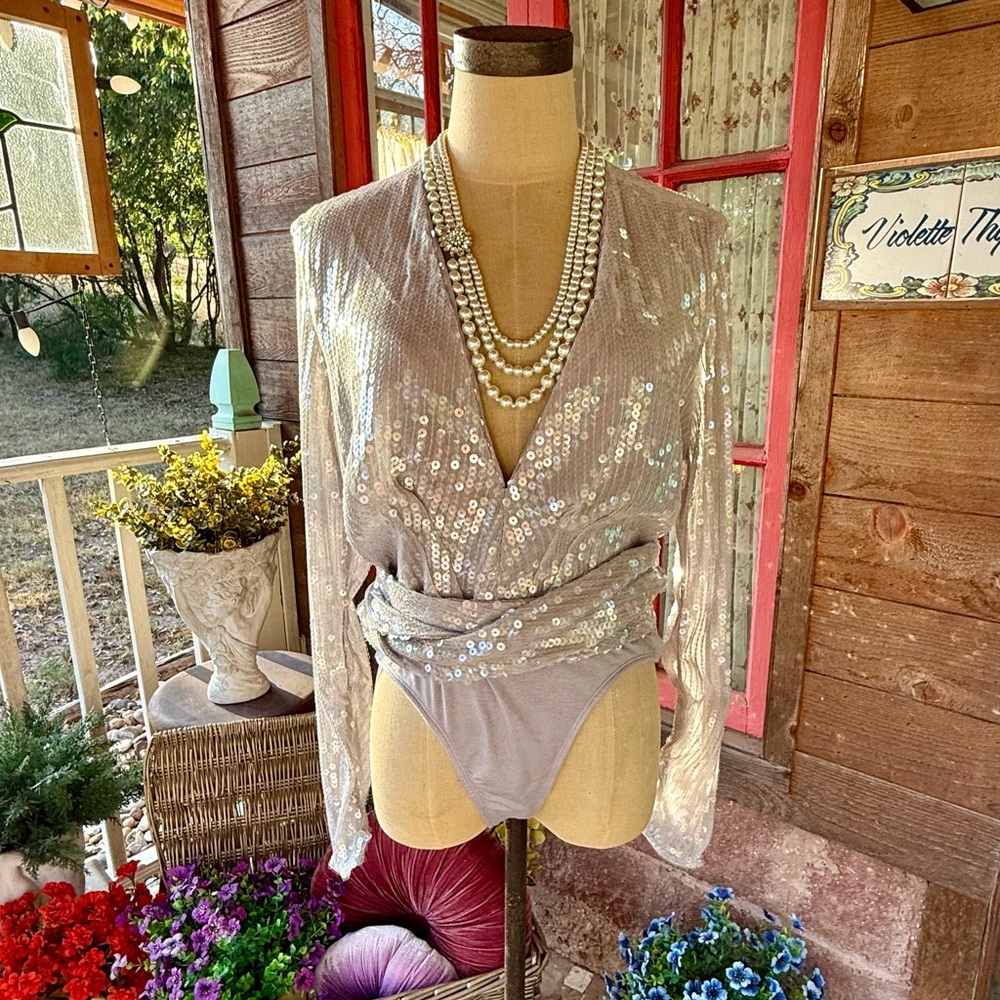 Bardot Emilia Sequin Wrap Bodysuit